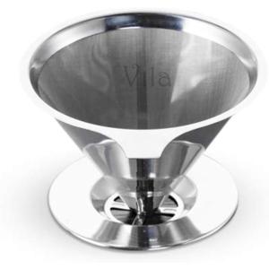 Vila Coffee Filter, Fine Mesh Coffee Maker, Stainless Steel Pour Over Coffee Dripper, Reusable, Lightweight, Paperless, Fits Standard Sized Coffee Pots and Cups
