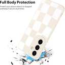 KANGHAR Compatible with Samsung Galaxy S25 Case Checkered -White | Silicone Cute Pattern, Camera Protection Soft Slim Phone Case for Girls Women