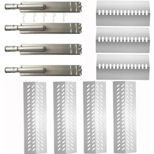 4pcs 16516 Stainless Steel Burners for Bull Grill Replacement Parts + 4pcs 16631 Flame Tamer Flavor Bar + 3pcs 16520 Heat Plate Shield Set,Fits for Bull, Lion, Cal Flame 4 Burner Gas Grills