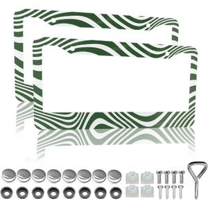 Retro Stripes License Plate Frames - 2 Packs License Plate Holder Funny Personalise Car Stainless Steel Decorative Parts for Standard Us Vehicles 12x6 Inch for Women Men