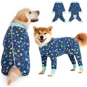 Recovery Suit for Large Medium Dogs After Surgery, Soft Breathable Anti Licking Dog Onesie E-Collar & Cone Alternative, Pet Bodysuit for Preventing Hair Loss Full Cover Wound(2XL, Rocket) (2XL(Chest 26.77-29.92 in), Rocket Blue)
