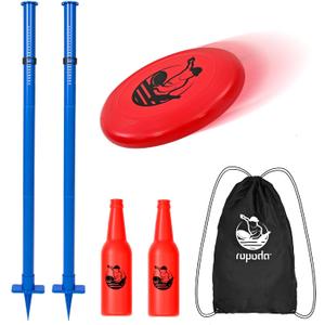 ropoda Outdoor Games -Upgraded Flying Disc Game Set with Reinforced Ground Spike(Includes 2 Extra), Portable Disc Toss Game for Lawn and Beach with Thicker Pole, 2in-Pro
