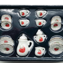 Miniature Dollhouse Furniture and Accessories Tea Sets Porcelain Dollhouse Kitchen Accessories Set 1 12 Scale (Tea-Sets-Strawberry)