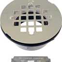 Westbrass D206P-05 2" No-Caulk PVC Compression Shower Drain with 4-1/4" Round Grid Cover, Polished Nickel