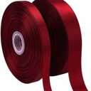 2 Rolls (150 Yards, 1/250 Yards) Burgundy/Maroon Satin Ribbon for Gift Wrapping, Wedding, Bow Making & Other Projects