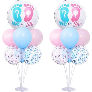 Gender Reveal Balloon Table Centerpiece Stand Kit 2 Set for Table, Gender Reveal Party Decorations with 18in Boy or Girl Foil Balloons and Pink Blue Confetti Latex Balloons