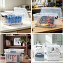 13L Storage Bins with Lids, 4 Pack Clear Storage Containers with Lids, Stackable Storage Boxes with Wheels, Organizer Bins for Closet,Shelves,Crafts and Office