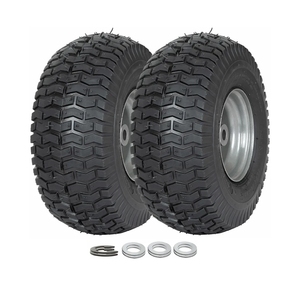 2 Pack) WEIZE 15x6.00-6 Tire and Wheel Assembly, Replacement Riding Lawn Mower Front Tires, Compatible with Craftsman Riding Lawn Mowers, 3" centered Hub, 3/4" Bushing