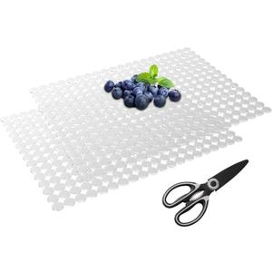 Kitchen Sink Mat for Stainless Steel/Ceramic Sinks,2 Pack Sink Protectors for Kitchen Sink with Scissors, Fast Draining,Easy to Clean,DIY Cut,15.7 X 11.8 Inch(Transparent)