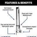Lewmar Vector Manual Shallow Water Anchor 8 ft., Pull-Rope Deployment, Easy Installation, Gas Spring Secured Fiberglass Spike, Corrosion-Resistant Powder-Coated Aluminum, White - 2024008752