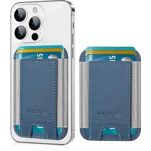 3 x Card Holder for Phone Case, Leather Phone Wallet Stick On, Strongest Adhesive Phones Wallet for iPhone/Android, Minimalist Slim RFID, Fit 7 Cards, Blue, 1 Pack