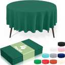 misaya 4 Packs Disposable Plastic Table Cloth, 84" Round Waterproof Tablecloth, Leakproof & Sturdy Decorative Table Covers for Picnic, Party and Outdoor, Christmas Green