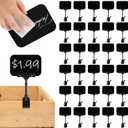 30 Pack Mini Chalkboard Signs with Clip, Clip On Sign Holder for Display, Double Head Rotating Price Signs for Vendors, Black Plastic Sign Clips for Retail Store Shelf (5.7x3.9 Inch)