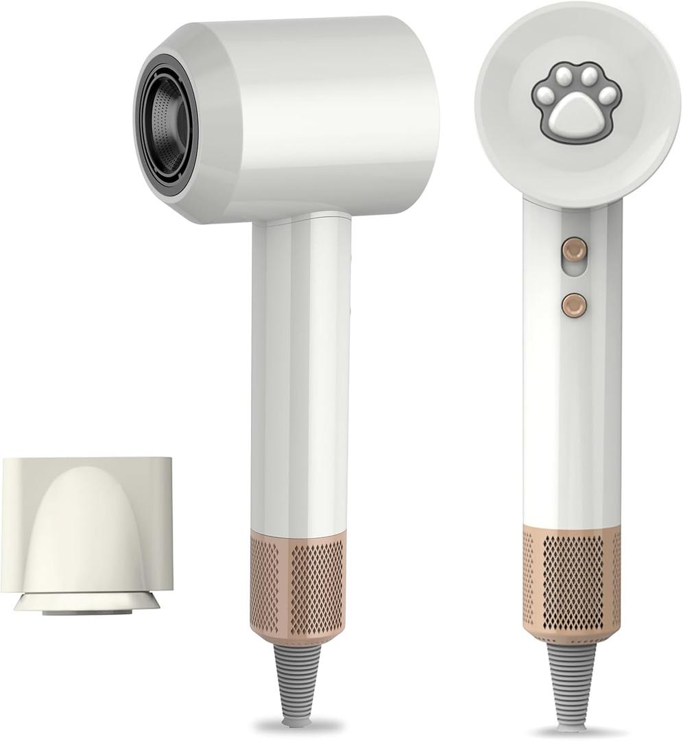 Hair Dryers, High-Speed Ionic Low Noise Blow Dryer with 105,000 RPM, Heat-Control & 500 Million Negative Ions,No Heat Damage, Travel (White)