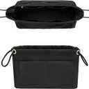 GIVLEFLY Purse Organizer Insert with Multiple Pockets, Drawstring Satin Tote Bag Organizer, Light Weight Purse Liner with Zipper Pocket Fit for City 23 Carryall BB and More (Black, Small)