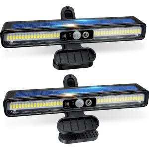 Clip On Solar Motion Lights Outdoor, 2 Pack 3 Modes Fence Lights Solar Powered, 36 LEDs 6500K Waterproof, Portable Security Light for Yard, Camping, Garage(Cold White)