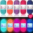 WILLBOND 5 Rolls Glow in The Dark Magic Yarn Luminous Neon Crochet Yarn for Crocheting DIY Knitting Glow Fingering Sewing Supplies for Crafts Sewing Party 54.7 yd Per Roll (Elegant Colors)