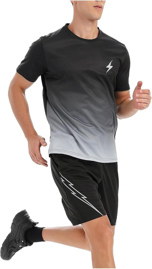 Workout Shirts for Men Athletic Running Gym Quick Dry Short Sleeve Crew Neck T Shirts Tee Small
