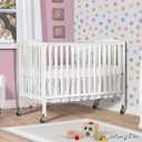 Dream On Me Folding Full-Size Convenience Baby Crib in White, GreenGuard Gold & BSA, Portable, Patented Quick Folding System, Strong Wheels, 2 Adjustable Mattress Heights