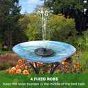Yzert Solar Fountain with 2000 mAh Battery Backup Works in Cloudy, Glass Solar Powered Bird Bath Fountains with 7 Nozzles, 3.5 W Solar Fountain Pump for Birdbath,Garden, Outdoor, Pond (Black)