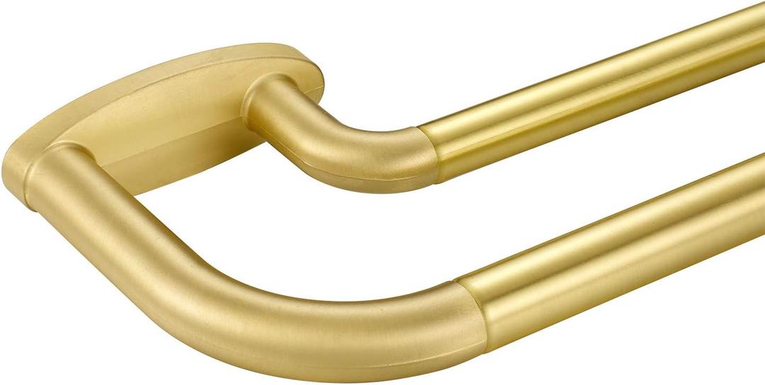 Double Curtain Rods Brass,Room Darkening Drapery Rod 48-84 Inches,Adjustable 3/4 Inches Front and 5/8 Inches Back Quality Metal Rod for Window,Wrap Around Design