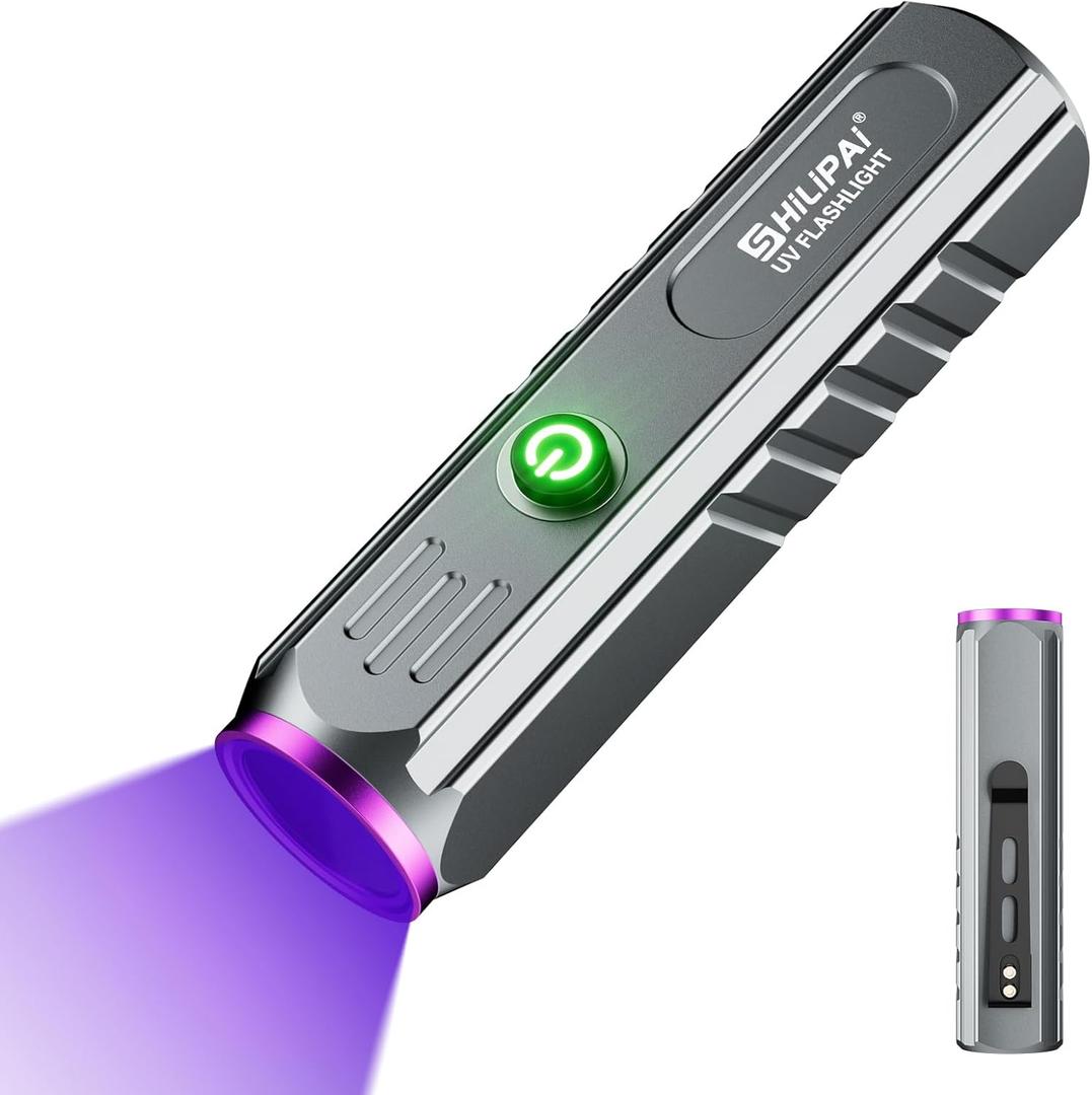 365nm UV Flashlight Rechargeable,Small Black Light Flashlight Powerful Ultraviolet Blacklight,UV Lamp for Pet Urine Detection,Scorpion,Resin Curing,Yooperlite,Blood Tracking,Hotel hygiene,ACLeak (UV)