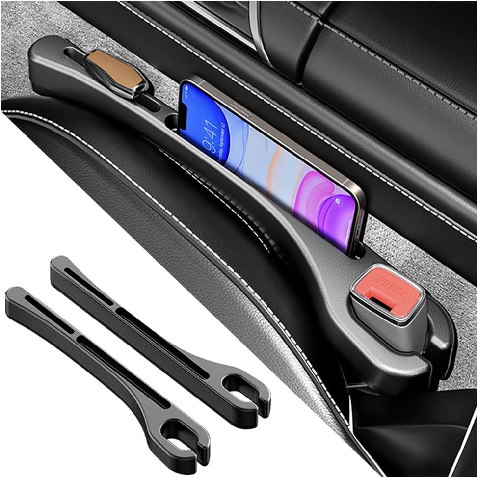 [2026 Upgrade] 2PCS Car Seat Gap Filler with Phone Holder,Multi-Function Car Side Seat Gap Filler for Prevent Items Falling,Universal Car Seat Organizer Car Accessories Interior (Black)