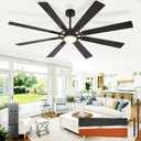 Large Ceiling Fans with Lights: Modern 72 Inch 8 Blade Outdoor Ceiling Fan with Remote Control - Dimmable Black Big Fan Light Indoor Reversible 6 Speed Quiet DC Motor