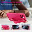 OOK Compatible with iPhone 11 Pro Max Case with Wrist Stand for Women Girls, Hot Pink Leopard Cheetah TPU Shockproof Protection Silm Silicone Kickstand Upgraded Cover, for 6.5inch