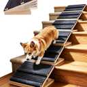 6 Pack Foldable Wooden Dog Ramp for Stairs, Non-Slip Pet Steps Ramp for Small Dogs, Portable Pine Wood Dog Stair Ramp for Door Step, Porch, Outdoor Use, 4.9/6.7/6.9-inch Height Adjustment