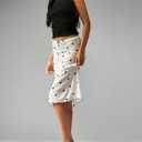 Milumia Women's Polka Dots Sheer Skirts Bow Front Low Waist Lettuce Hem Midi Skirt (White, S)