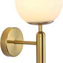 KCO Lighting Milk Glass Globe Wall Sconce Mid Century Brushed Brass Wall Sconces Modern Gold Wall Light Vintage Bathroom Vanity Light Fixtures for Bedroom Hallway