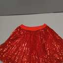 GRACE KARIN Girls Sequin Skirt Elastic Waist Sparkle Pleated Skirt for Party  (7 Years, Red)