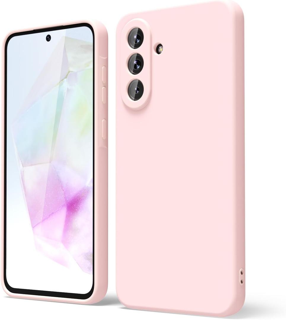 oakxco for Samsung Galaxy A36 5G Case Silicone, Thin Slim Grip Soft Rubber Gel Protective Phone Case for Women, Matte Plain Solid Color Aesthetic Cute Girly Case with Camera Cover, Light Pink