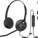 USB Headset with Microphone for PC, Computer Headset, Noise Cancelling Adjustable Volume Control Lightweight Headsets with Microphone for Work, for Laptop Business Skype UC Webinar Call Center Office (Binaural-A802)