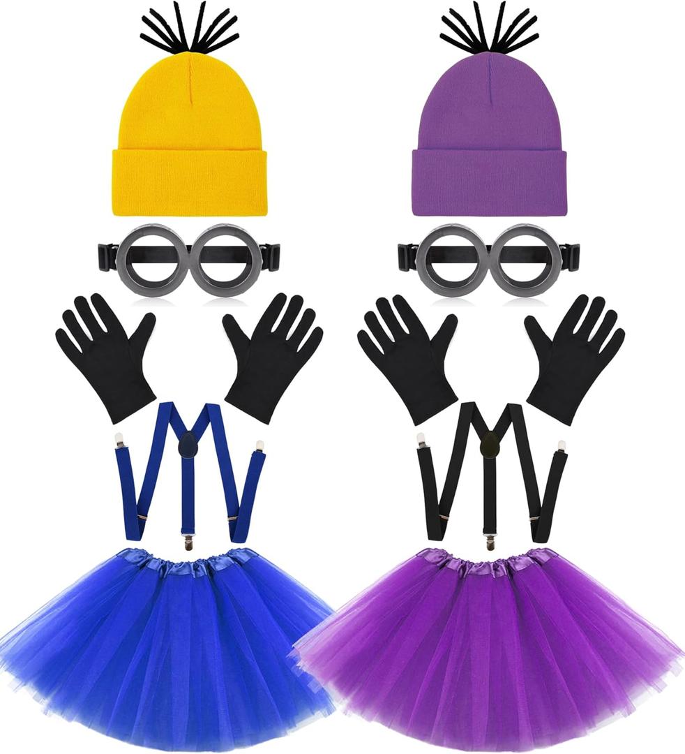 Halloween Costumes Accessories for Adults Women - Yellow & Purple Duo Halloween Costume Party Cosplay Set - Matching Costumes for Teen Girls Friends