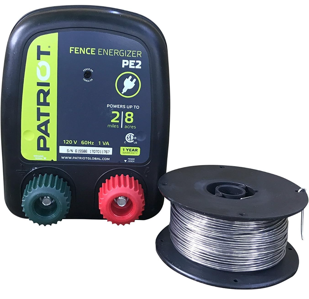 Patriot PE2 Electric Fence Energizer Plus 250-Feet Made in U.S.A. 17 Gauge Spool Aluminum Wire for Containing Pets and Keeping Out Small Nuisance Animals