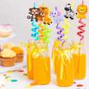 Fancy Land Safari Animal Straws Reusable Crazy Jungle Plastic Straws Bulk for Kids Woodland Birthday Party Favors 24 Pcs