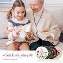 4 Pack Embroidery kit for Beginners Adults DIY Starter Kit, Cross Stitch Kits with Flower Stamped Patterns, Embroidery Hoop, Tools,Colorful Threads,Step by Step Instructions,Hand Craft Lover Gift