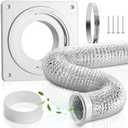 Fosenlion Dryer Vent Wall Plate with Hose(4 inch 8 feet), Twist Lock Dryer Vent Connector Kit, 4 Inch Dryer Duct Connector Flange, for Wall Exhaust Vent, Ceiling or Warmhouse Air Circulation