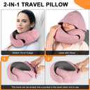 Travel Pillow - Hooded Neck Pillow Airplane Memory Foam Filling for Plane, Cars Sleeping, Road Trip, Long Flights, Portable Plane Accessories, Includes Eye Mask & Earplugs (Red)