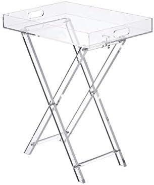 LIKENOW Furniture Acrylic Folding Tray Table, Side End Table,Clear,Modern,19x13 inch,23 inch High