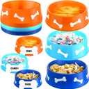 12 Pieces Dog Paw Plastic Bowls Dog Theme Birthday Party Supplies Puppy Party Supplies Blue and Yellow Food Trays with Bone Cards for Birthday Favors (Light Blue)