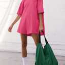 GTETKDE Rompers for Women Casual Workout Oversized Jumpsuits Athletic Loose Hot Shot Tee Romper with Pockets 2025 Clothes (XS)