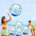 5 Pack Sequins Beach Balls 16 Inch 24 Inch, Inflatable Confetti Glitters Clear Beach Ball Swimming Pool Toy Birthday Party Supplies Pool Party Decorations Favors Gifts Water Balloons for Kids Adults