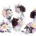 Ling's moment Light Purple Flowers Mini Bridesmaid Bouquets Set of 6 Pre-Made Lilac Small Floral Wedding Centerpieces (Lavender)