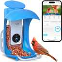 Birdock 1296P HD AI Identify Smart Bird Feeder with Camera,1296P HD AI Identify Wild Watching Camera, Auto Capture Videos & Motion Detection,Gift for Bird Lover (2.4G HZ WiFi)(Blue)