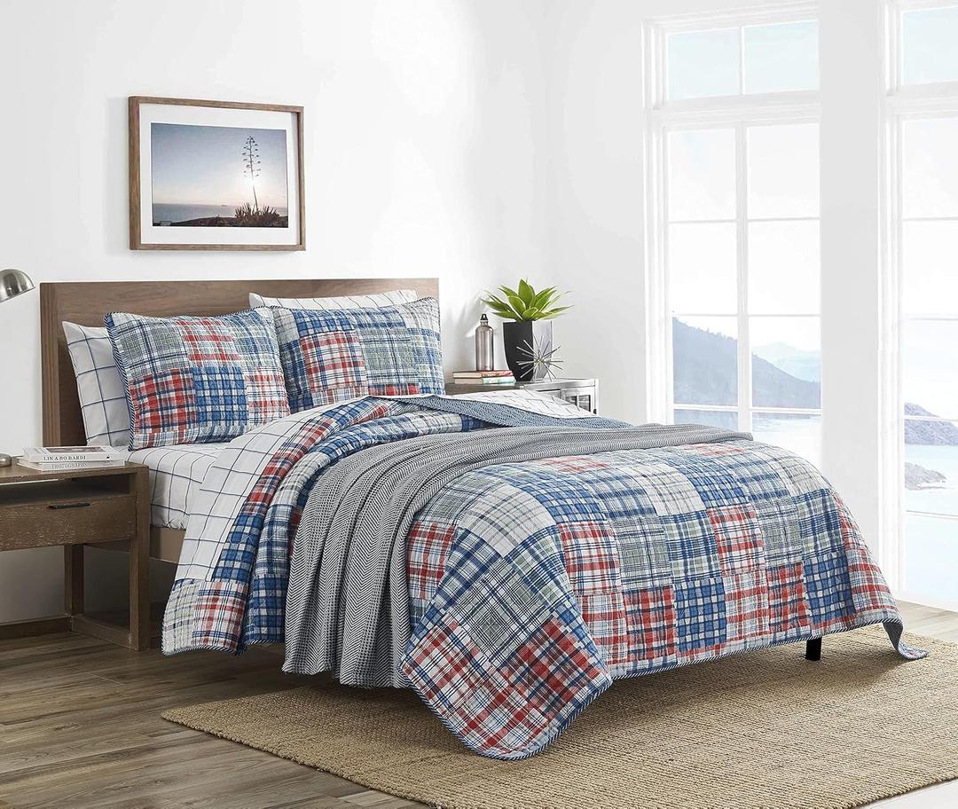 Nautica - King Size Quilt Set, All Season Cotton Home Bedding, Lightweight & Reversible (Raeford Blue, King)
