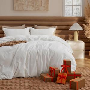 Bedsure 100% Washed Cotton Duvet Cover Queen Size - Natural White Minimalist Cotton Duvet Cover Linen Like for All Seasons - GentleSoft Plain Simple Bedding (Natural White, Queen, 90"x90") Bedsure 100% Washed Cotton Duvet Cover Queen Size - Natural White Minimalist Cotton Duvet Cover Linen Like for All Seasons - GentleSoft Plain Simple Bedding (Natural White, Queen, 90"x90")