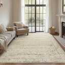 Modern Farmhouse Area Rug 5 x7 Washable Floral Earth Tone Neutral Boho Nursery Rug 5x7 for Baby Boy Bedroom,Tan Brown and Cream Beige